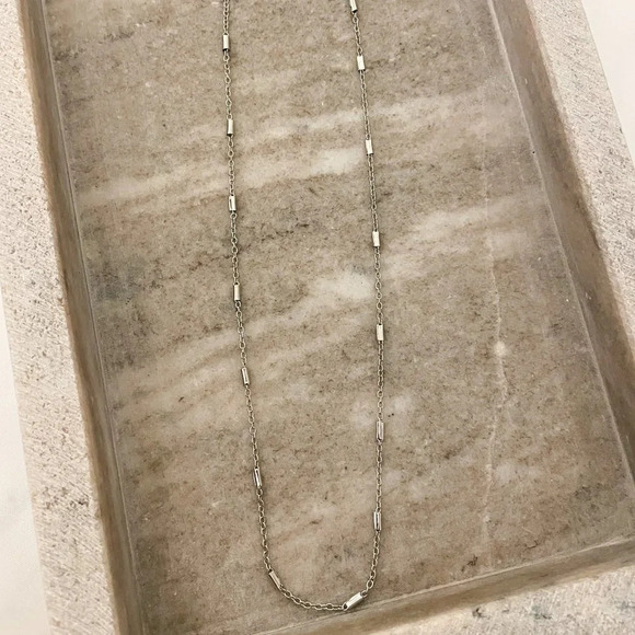 925 Sterling Silver Necklace Set Geometric Textured Square Pendant Sequin Chain - Picture 11 of 11